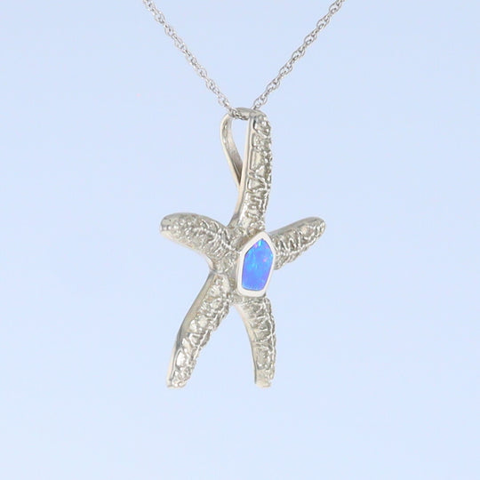 Opal Pendant Inlaid Realistic Star Fish Sea Life Design