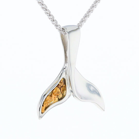 White Gold Whale Tail Pendant Natural Nuggets Inlaid Sea Life Pendant