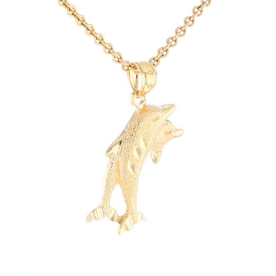 Textured Double Dolphin Pendant