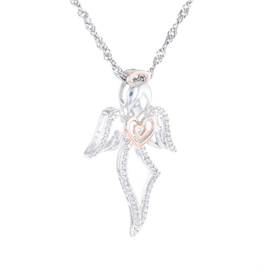 Diamond Angel with Heart Pendant