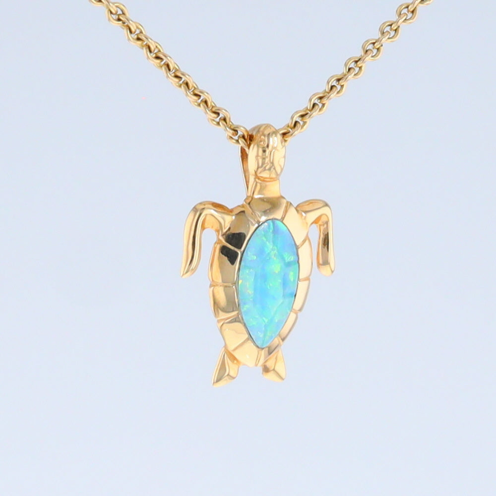 Opal Pendant Inlaid Realistic Design Sea Turtle