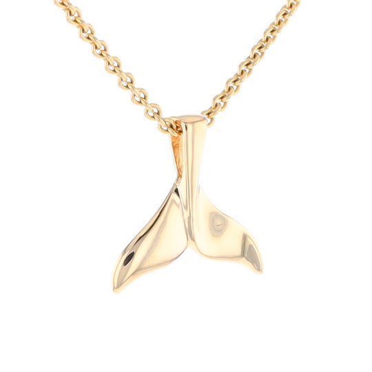 Whale Tail Pendant 14kt Gold High Polish Realistically Designed