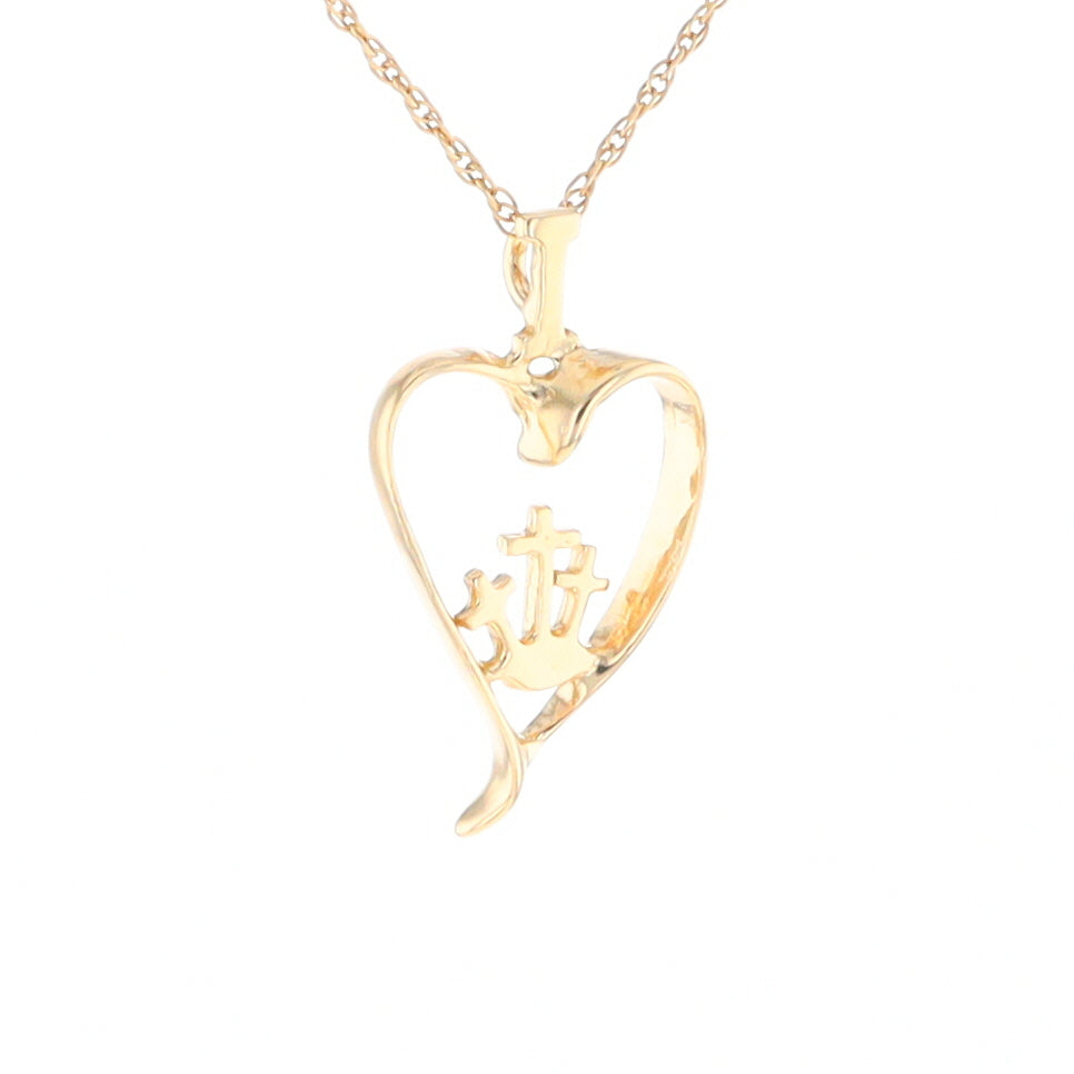 Gold Heart Triple Cross Pendant