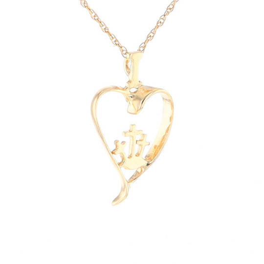 Gold Heart Triple Cross Pendant