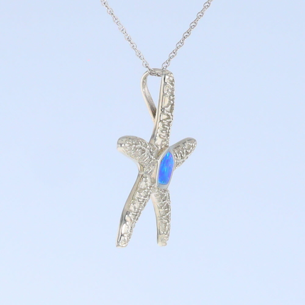 Opal Pendant Inlaid Realistic Star Fish Sea Life Design