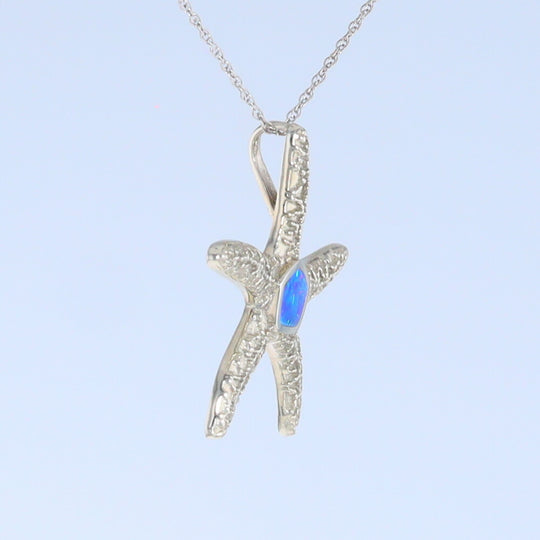 Opal Pendant Inlaid Realistic Star Fish Sea Life Design