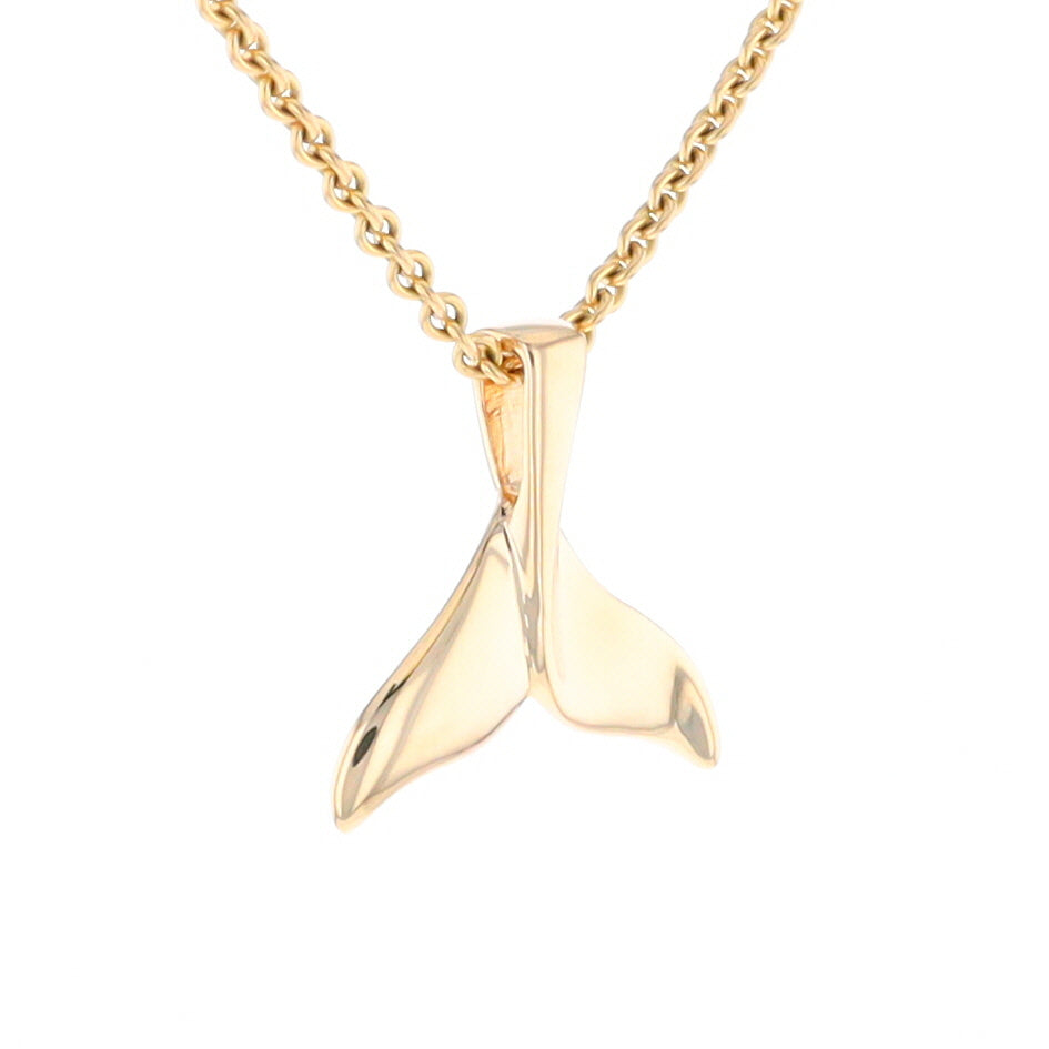 Whale Tail Pendant 14kt Gold High Polish Realistically Designed