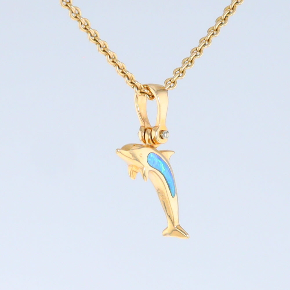 Opal Pendant Inlaid Realistic Dolphin Sea Life Design