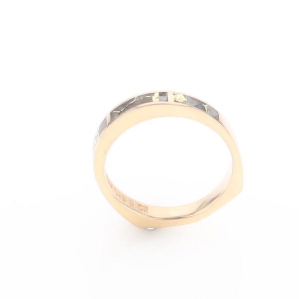 Gold Quartz Ring 3 Rectangle Section Inlaid Band