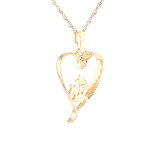 Gold Heart Triple Cross Pendant