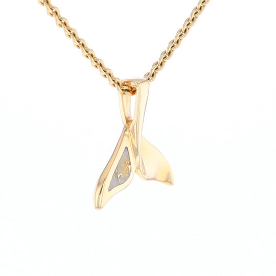 Whale Tail Gold Quartz Single Sided Inlaid Sea Life Pendant