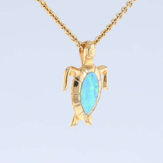 Opal Pendant Inlaid Realistic Design Sea Turtle