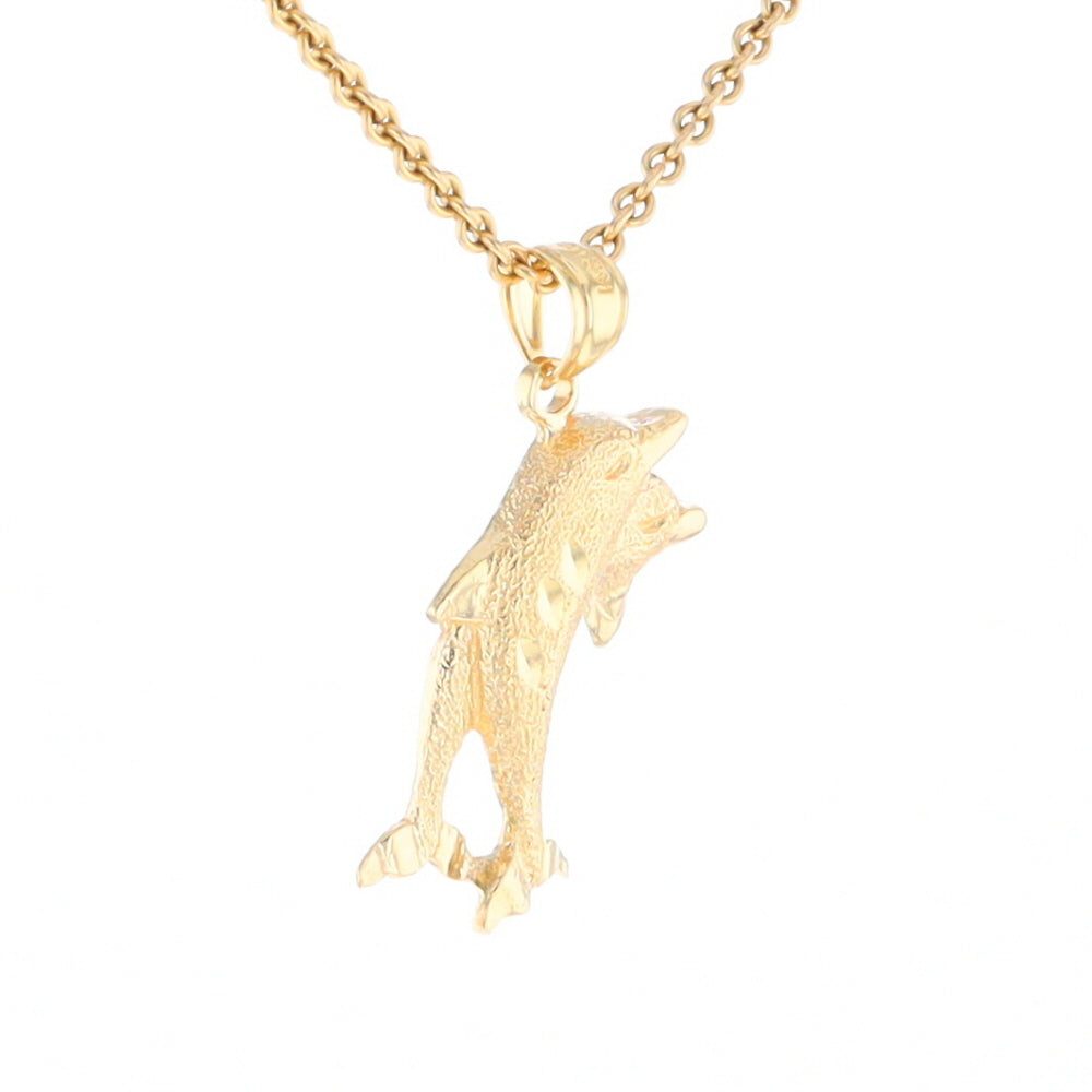 Textured Double Dolphin Pendant