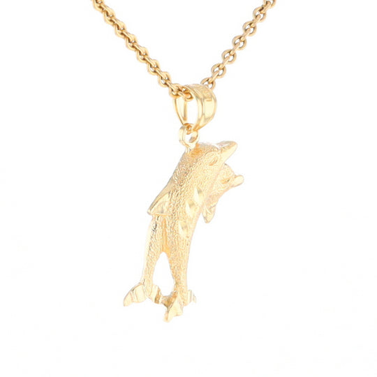 Textured Double Dolphin Pendant