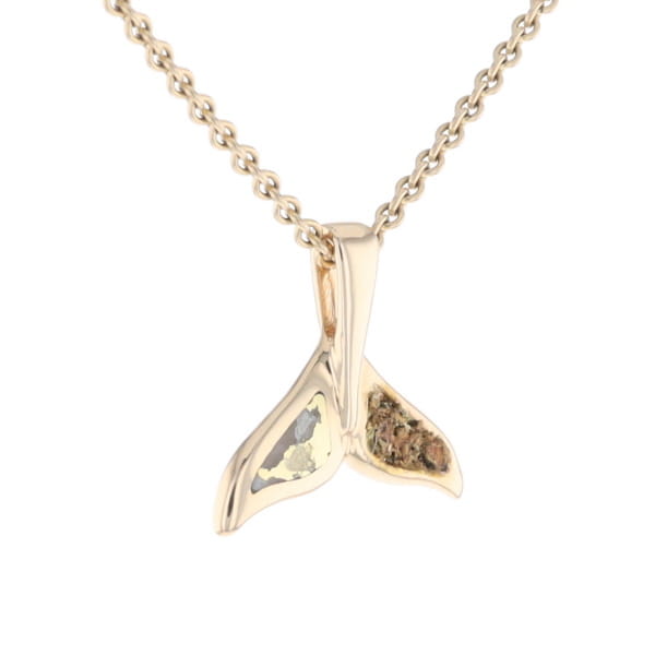 Whale Tail Necklaces Natural Gold Quartz and Nuggets Inlaid Pendant