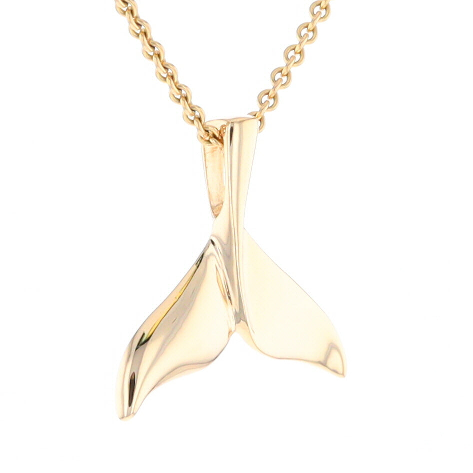 Whale Tail Pendant 14Kt Gold High Polish Realistically Designed