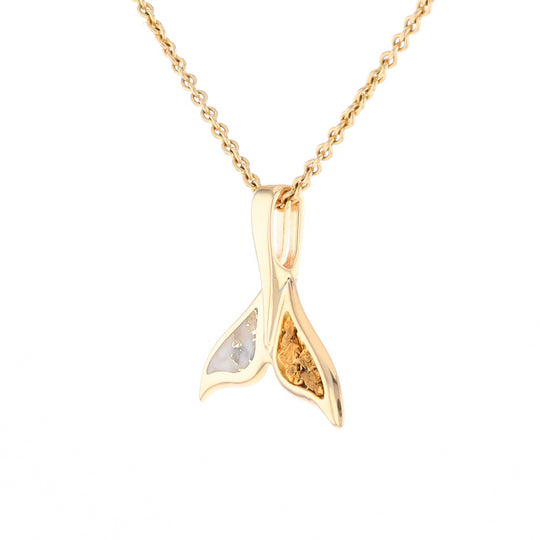 Whale Tail Necklaces Natural Gold Quartz and Nuggets Inlaid Pendant