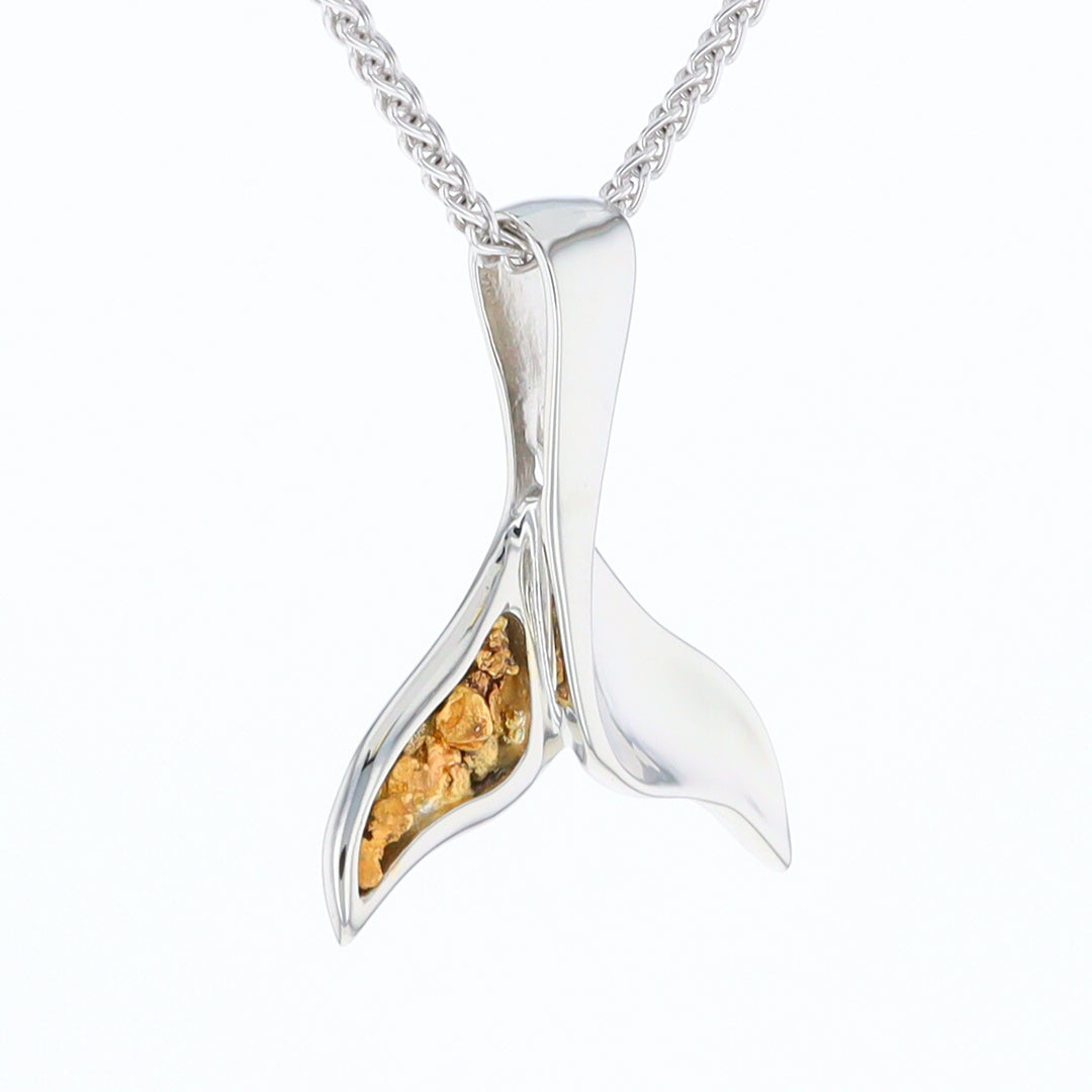 White Gold Whale Tail Pendant Natural Nuggets Inlaid Sea Life Pendant