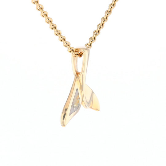 Whale Tail Gold Quartz Single Sided Inlaid Sea Life Pendant
