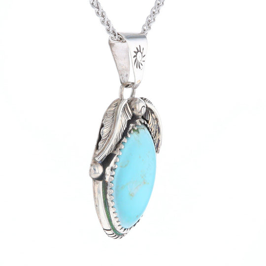 Turquoise Feather and Sun Pendant