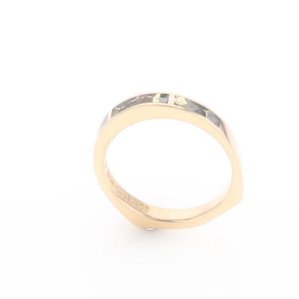 Gold Quartz Ring 3 Rectangle Section Inlaid Band