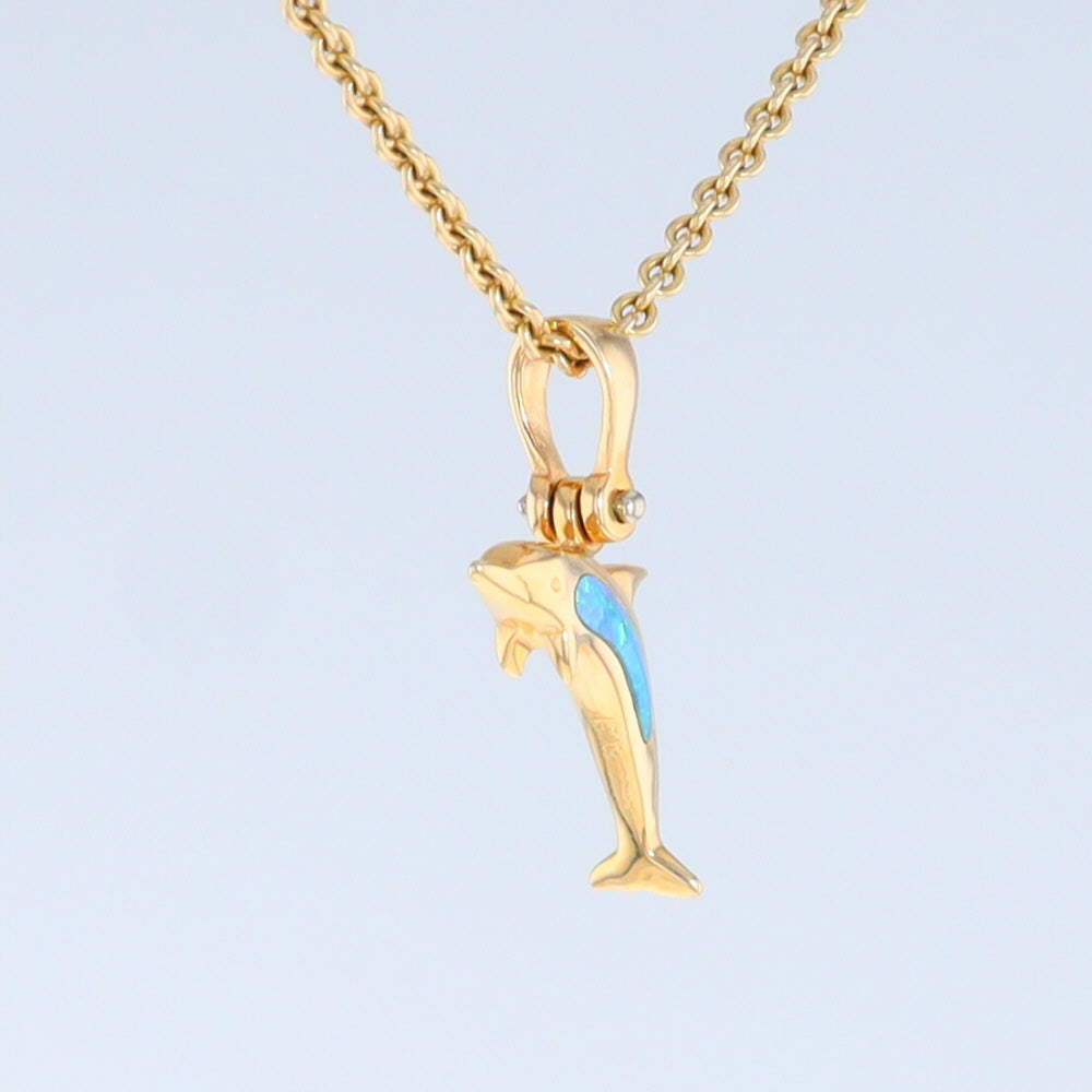 Opal Pendant Inlaid Realistic Dolphin Sea Life Design