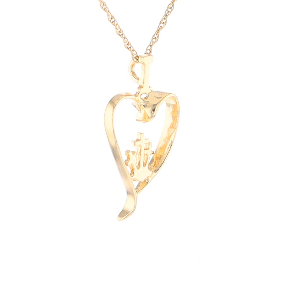 Gold Heart Triple Cross Pendant