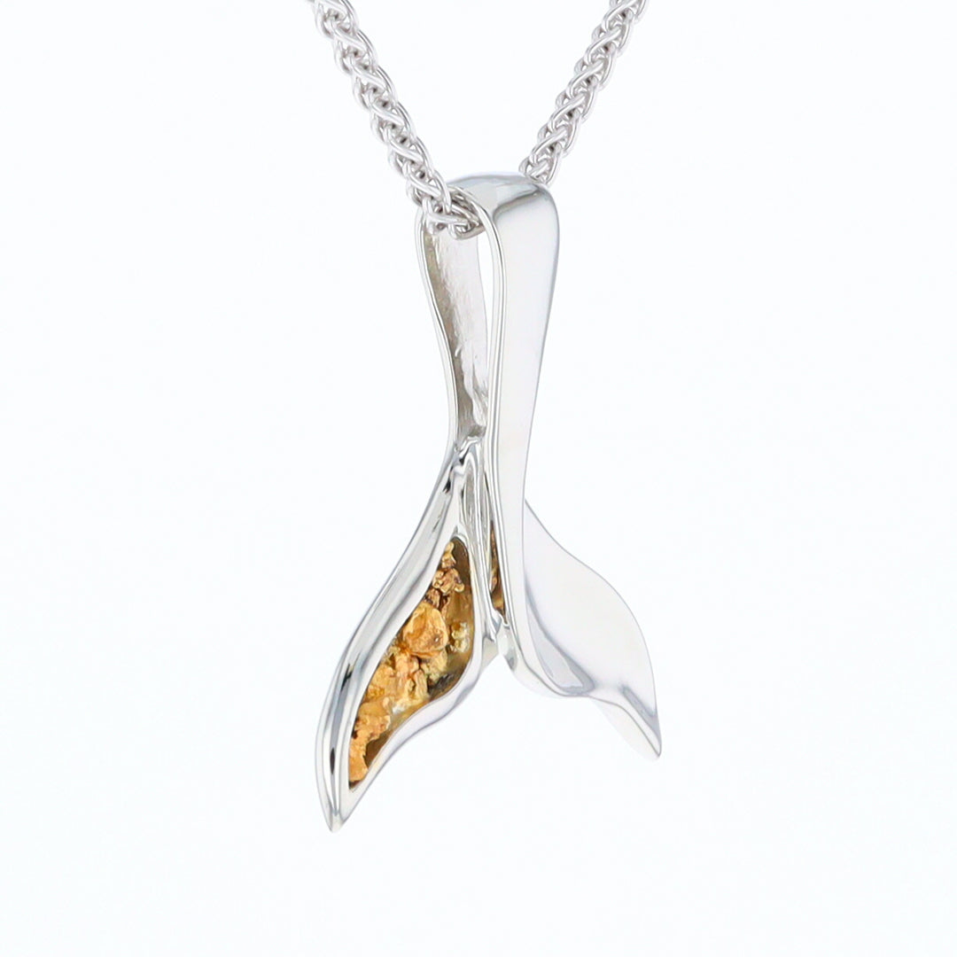 White Gold Whale Tail Pendant Natural Nuggets Inlaid Sea Life Pendant