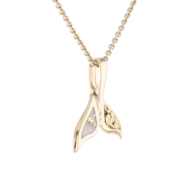 Whale Tail Necklaces Natural Gold Quartz and Nuggets Inlaid Pendant