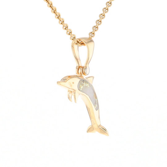 Gold Quartz Dolphin Pendant - G2