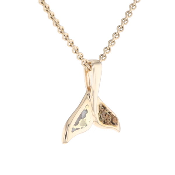 Whale Tail Necklaces Natural Gold Quartz and Nuggets Inlaid Pendant