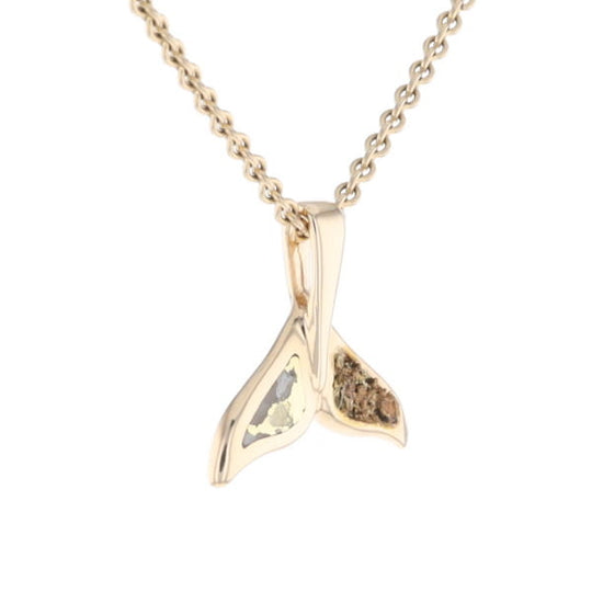 Whale Tail Necklaces Natural Gold Quartz and Nuggets Inlaid Pendant