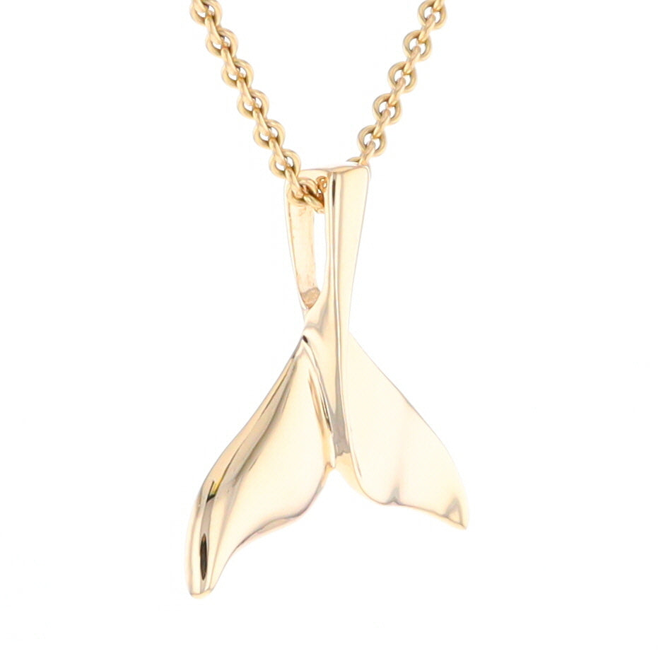 Whale Tail Pendant 14Kt Gold High Polish Realistically Designed