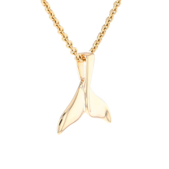 Whale Tail Pendant 14kt Gold High Polish Realistically Designed