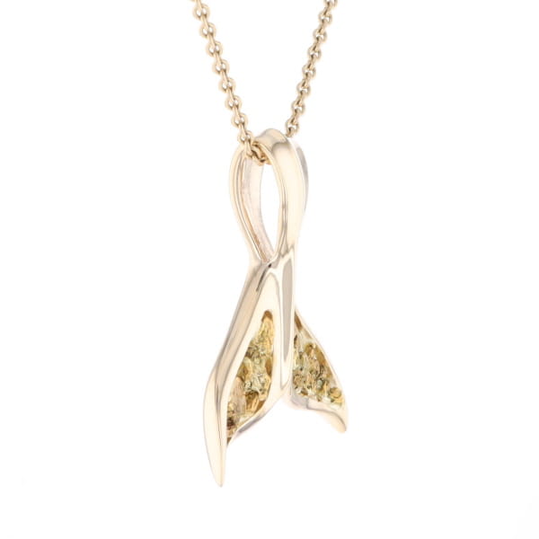 Whale Tail Natural Gold Nuggets Inlaid Pendant XL