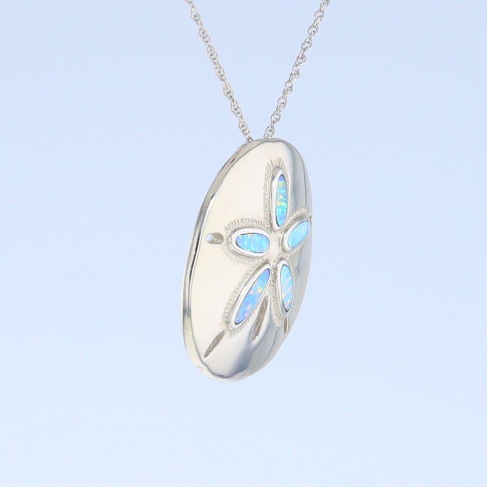 Opal Pendant Inlaid Realistic Sand Dollar Sea Life Design