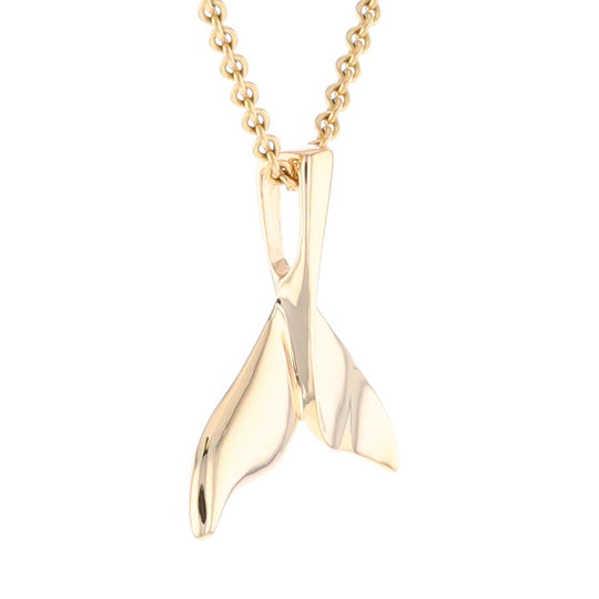Whale Tail Pendant 14Kt Gold High Polish Realistically Designed