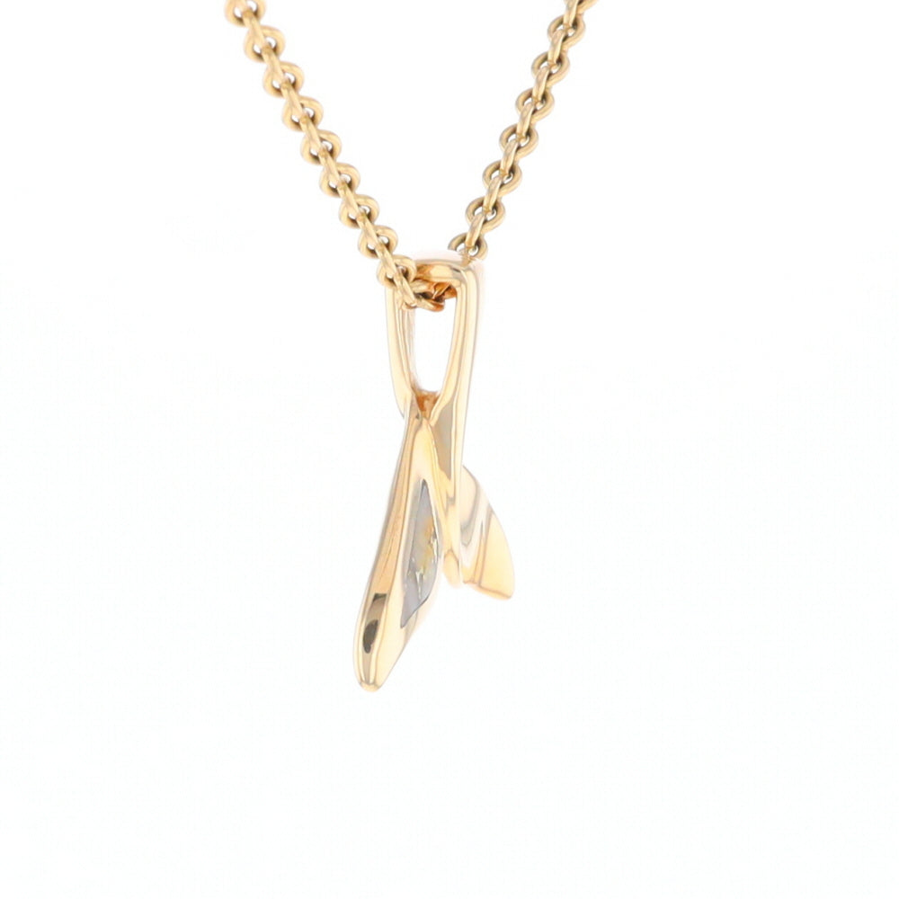 Whale Tail Gold Quartz Single Sided Inlaid Sea Life Pendant