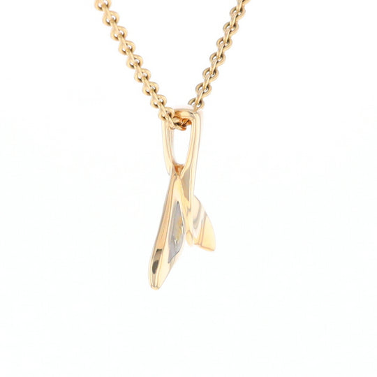 Whale Tail Gold Quartz Single Sided Inlaid Sea Life Pendant