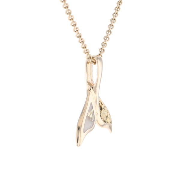 Whale Tail Necklaces Natural Gold Quartz and Nuggets Inlaid Pendant