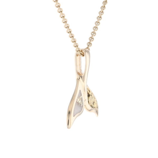 Whale Tail Necklaces Natural Gold Quartz and Nuggets Inlaid Pendant