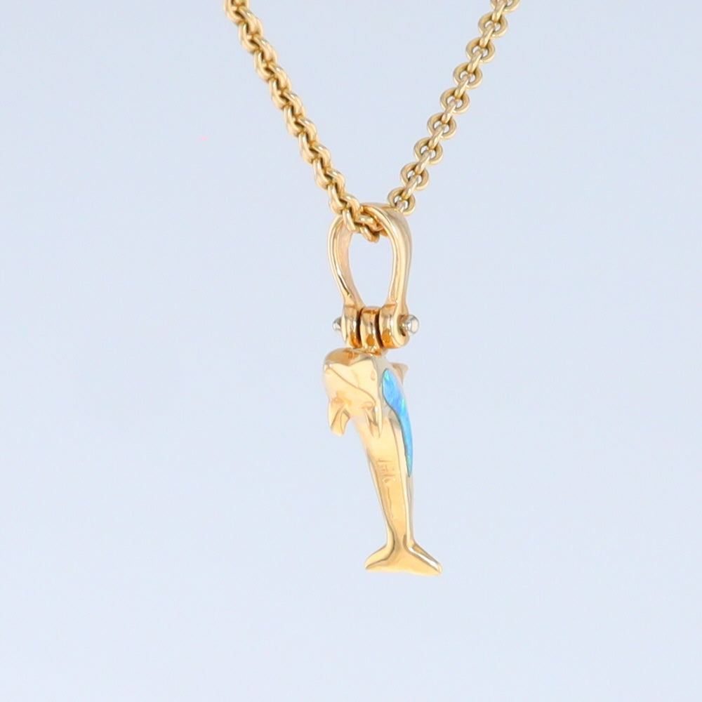 Opal Pendant Inlaid Realistic Dolphin Sea Life Design