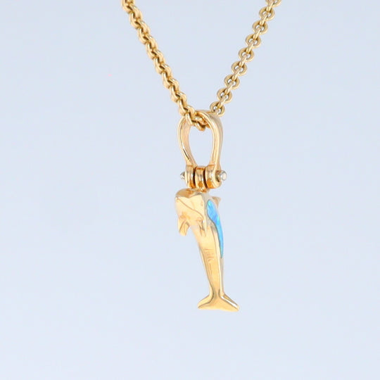 Opal Pendant Inlaid Realistic Dolphin Sea Life Design
