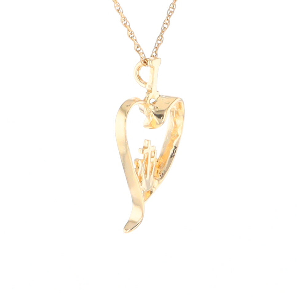Gold Heart Triple Cross Pendant