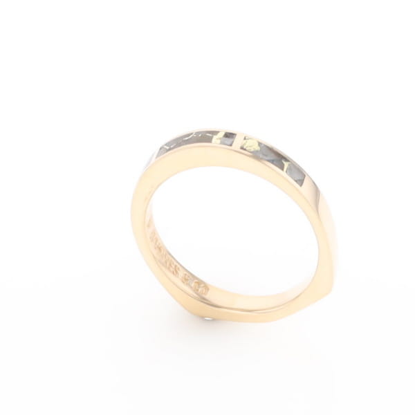 Gold Quartz Ring 3 Rectangle Section Inlaid Band