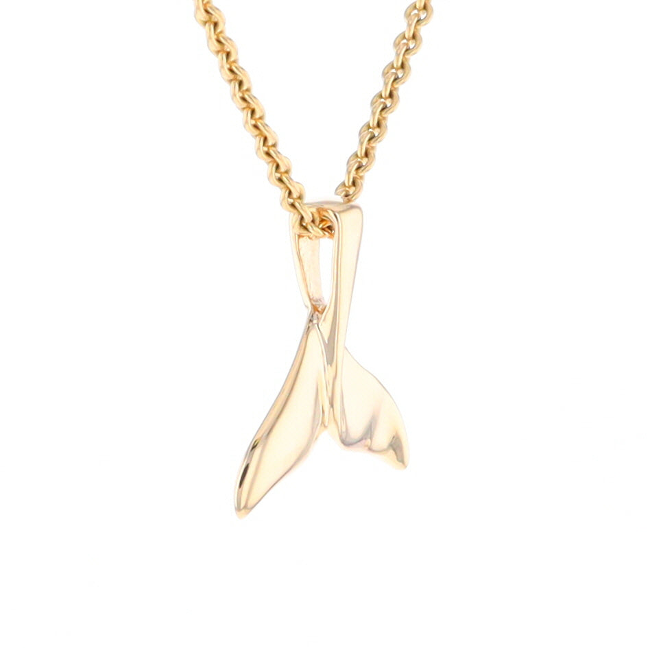 Whale Tail Pendant 14kt Gold High Polish Realistically Designed