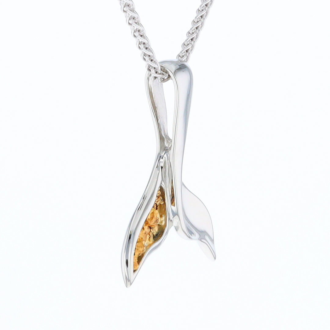 White Gold Whale Tail Pendant Natural Nuggets Inlaid Sea Life Pendant