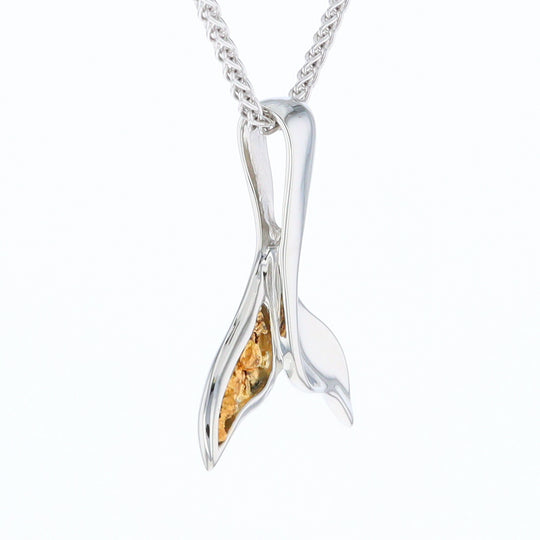 White Gold Whale Tail Pendant Natural Nuggets Inlaid Sea Life Pendant