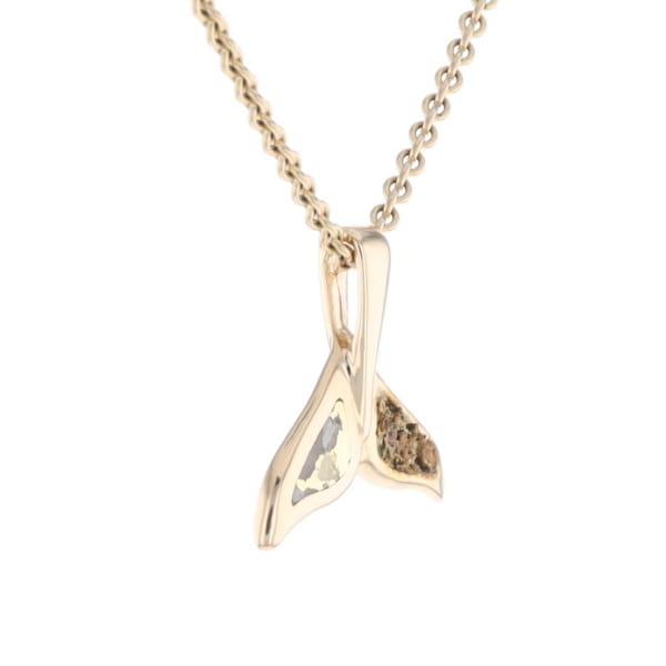 Whale Tail Necklaces Natural Gold Quartz and Nuggets Inlaid Pendant