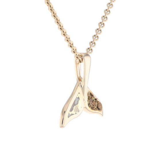 Whale Tail Necklaces Natural Gold Quartz and Nuggets Inlaid Pendant